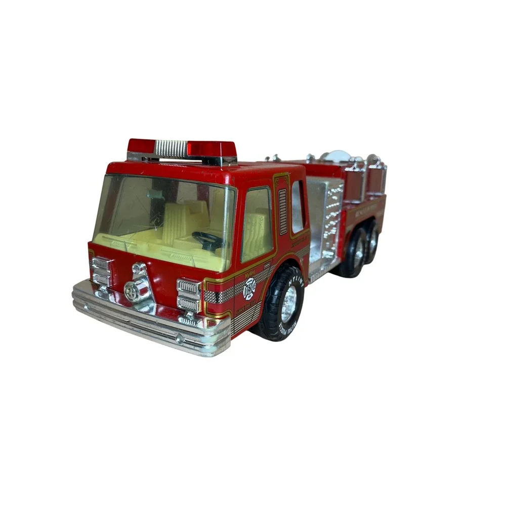Vintage 80s Nylint Rescue Pumper Fire Truck Red Pressed Steel Metal Muscle Toy